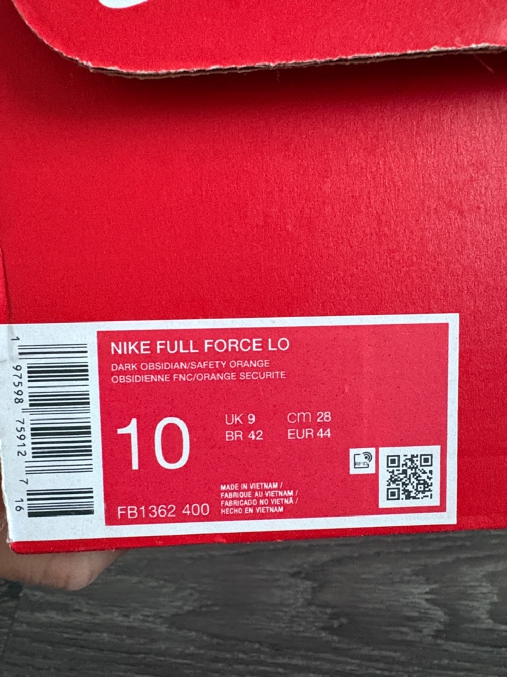 Nike Navy and Orange Low-Top Leather Sneakers - Picture 5 of 6